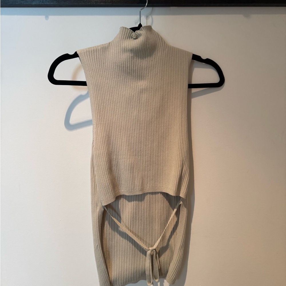 Babaton Sculpt Knit Back-Tie Tank Ribbed Knit Top (Last 2 Pictures Taupe) - Picture 6 of 6